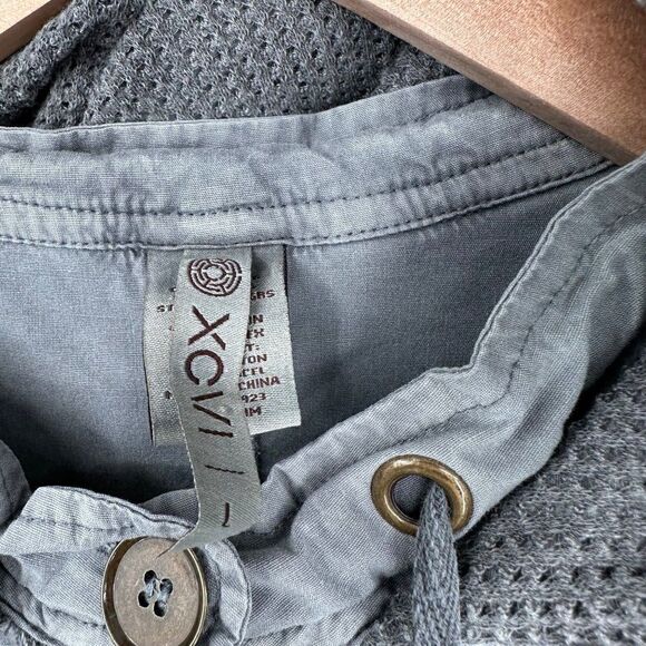 XCVI Utility Windbreaker Jacket Full Zip Womens Large Slate Gray Hood Drawstring - Picture 4 of 12